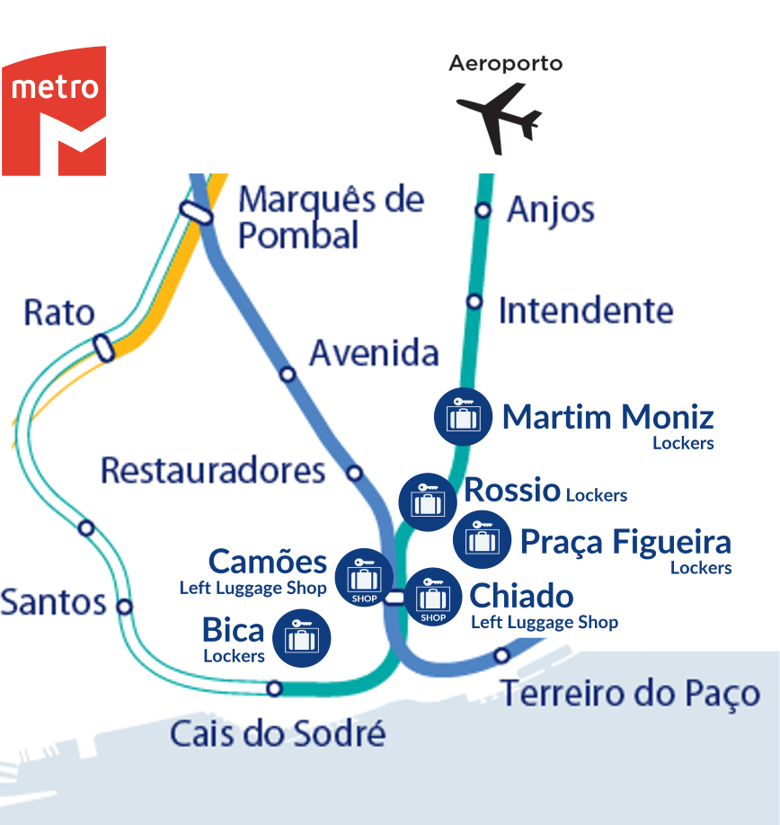 Luggage Lockers at Lisbon Rossio Metro Station